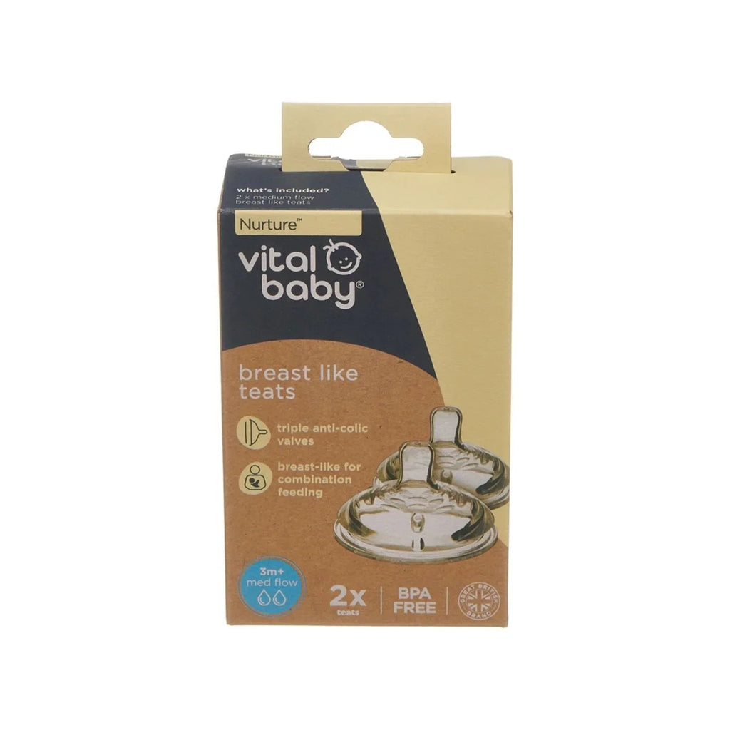 Vital Baby Nurture Breast Like Teats Medium Flow 3+ months Pack of 2