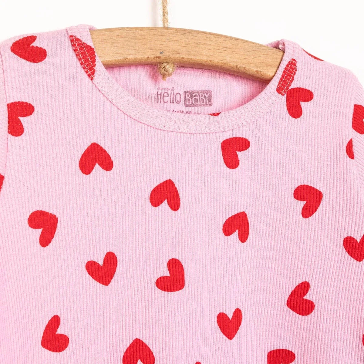 HelloBaby Heart Motif Ribbed Long Sleeve Baby Pyjama Set (6 Months to 4 Years)