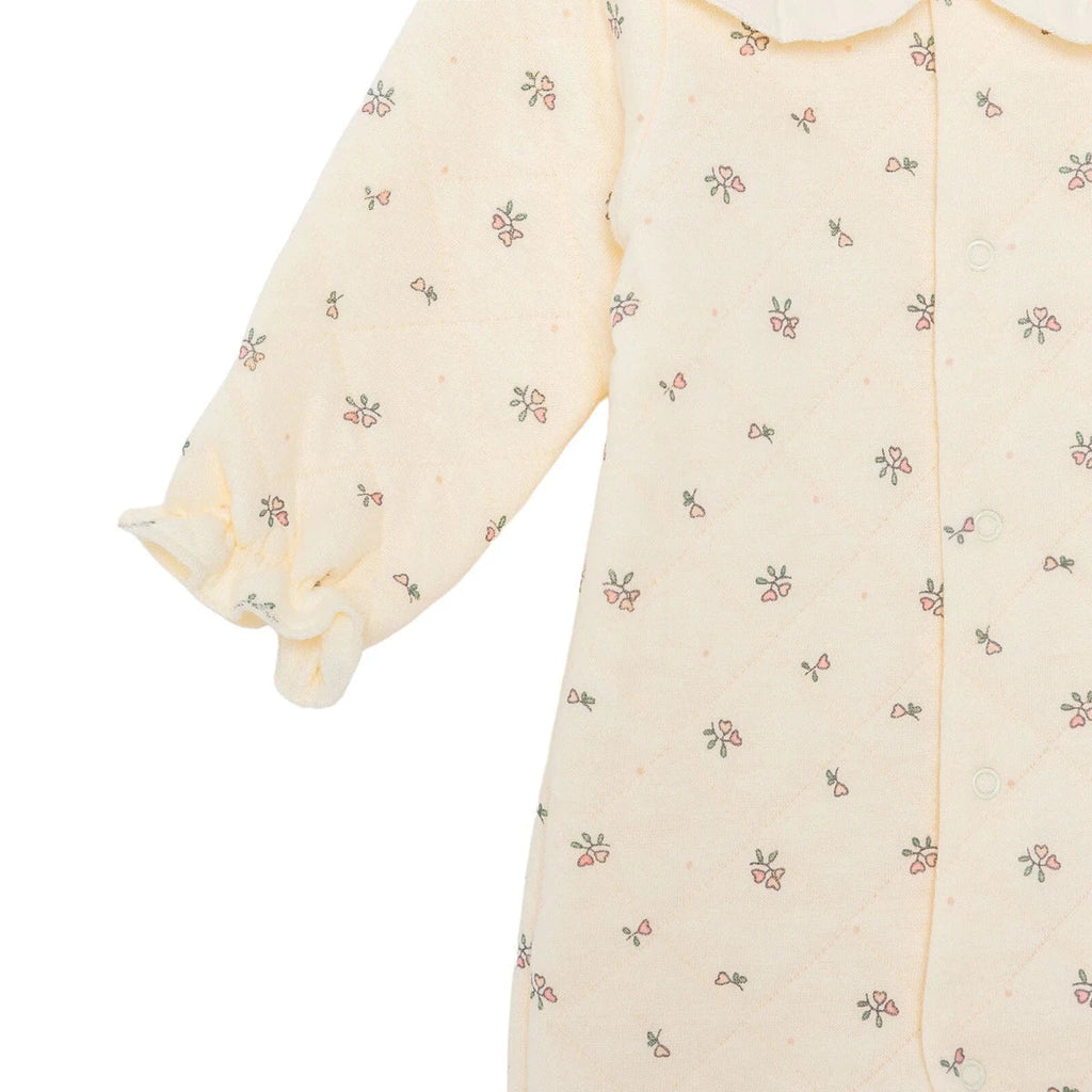 Bebetto Quilted Long Sleeve Baby Sleepsuit with Feet (Newborn to 6-9 Months) - Ecru