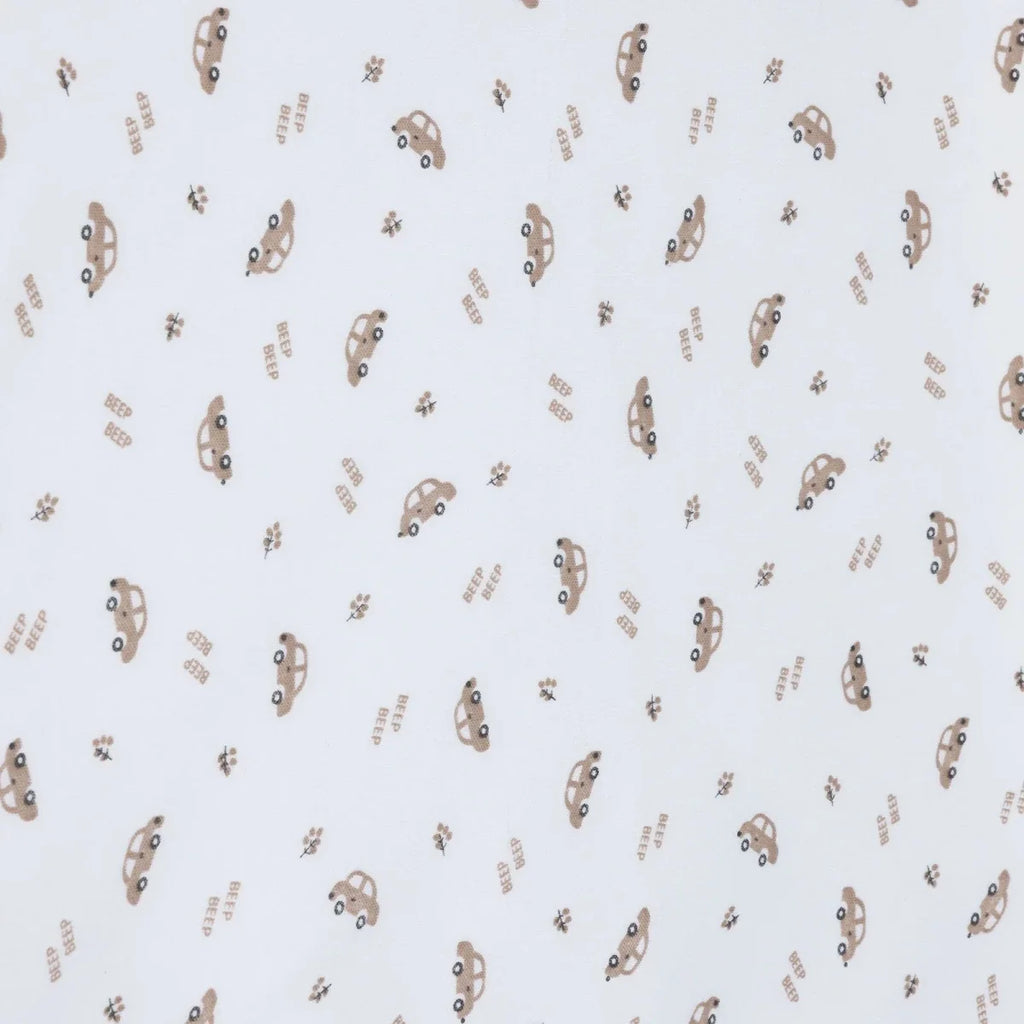 Bebecix Car Print Jersey Baby Blanket (80 x 90 cm) - Ecru