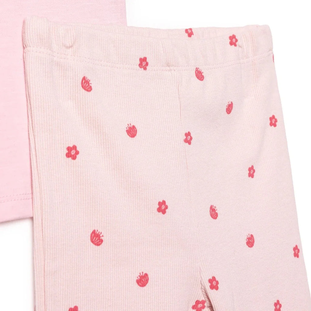 HelloBaby Short Sleeve Ribbed Baby Top & Leggings Set (6-9 Months to 4-5 Years) - Pink