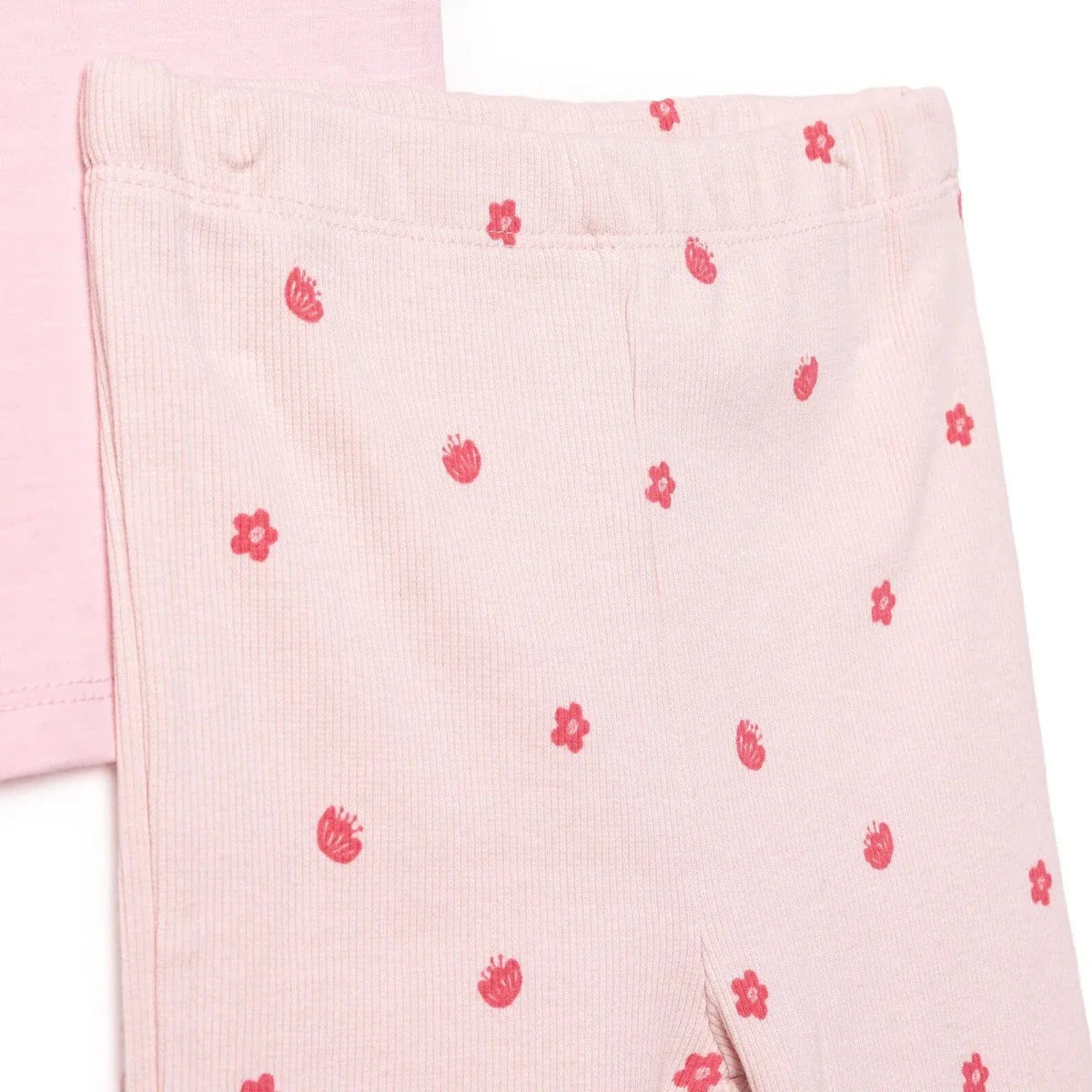 HelloBaby Short Sleeve Ribbed Baby Top & Leggings Set (6-9 Months to 4-5 Years) - Pink