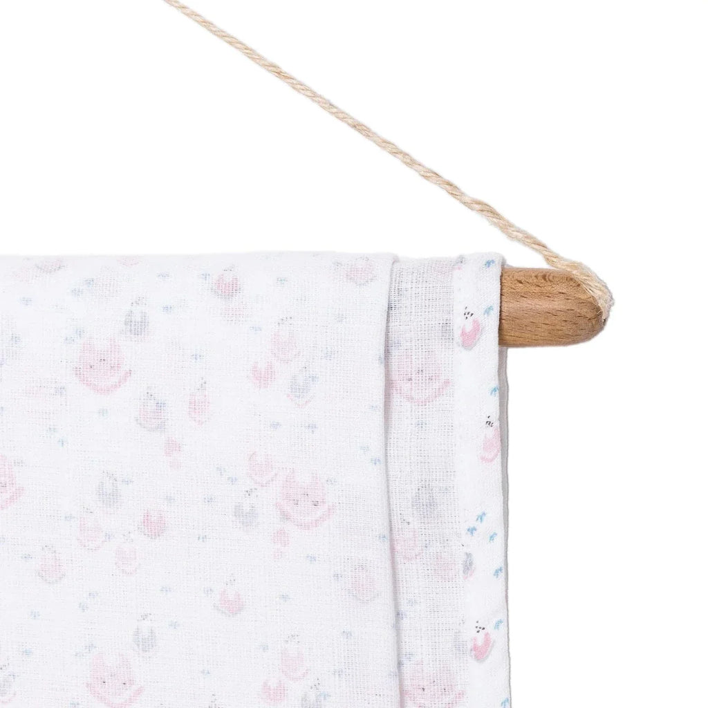 Little Dreams House Print Muslin Baby Blanket (100 x 110 cm) - Pink