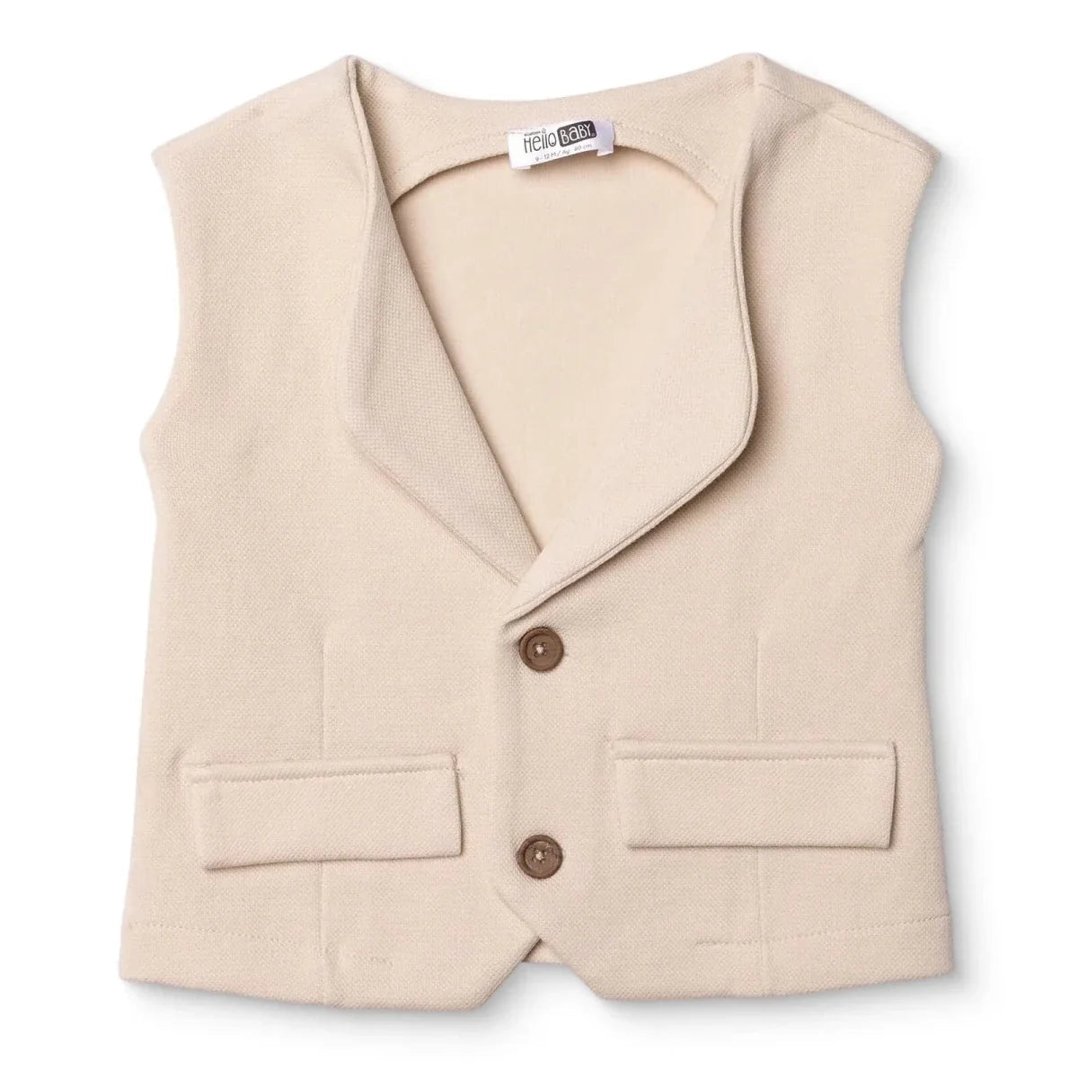 HelloBaby V-Neck Interlock Baby Gilet (6-9 Months to 4-5 Years) - Ecru