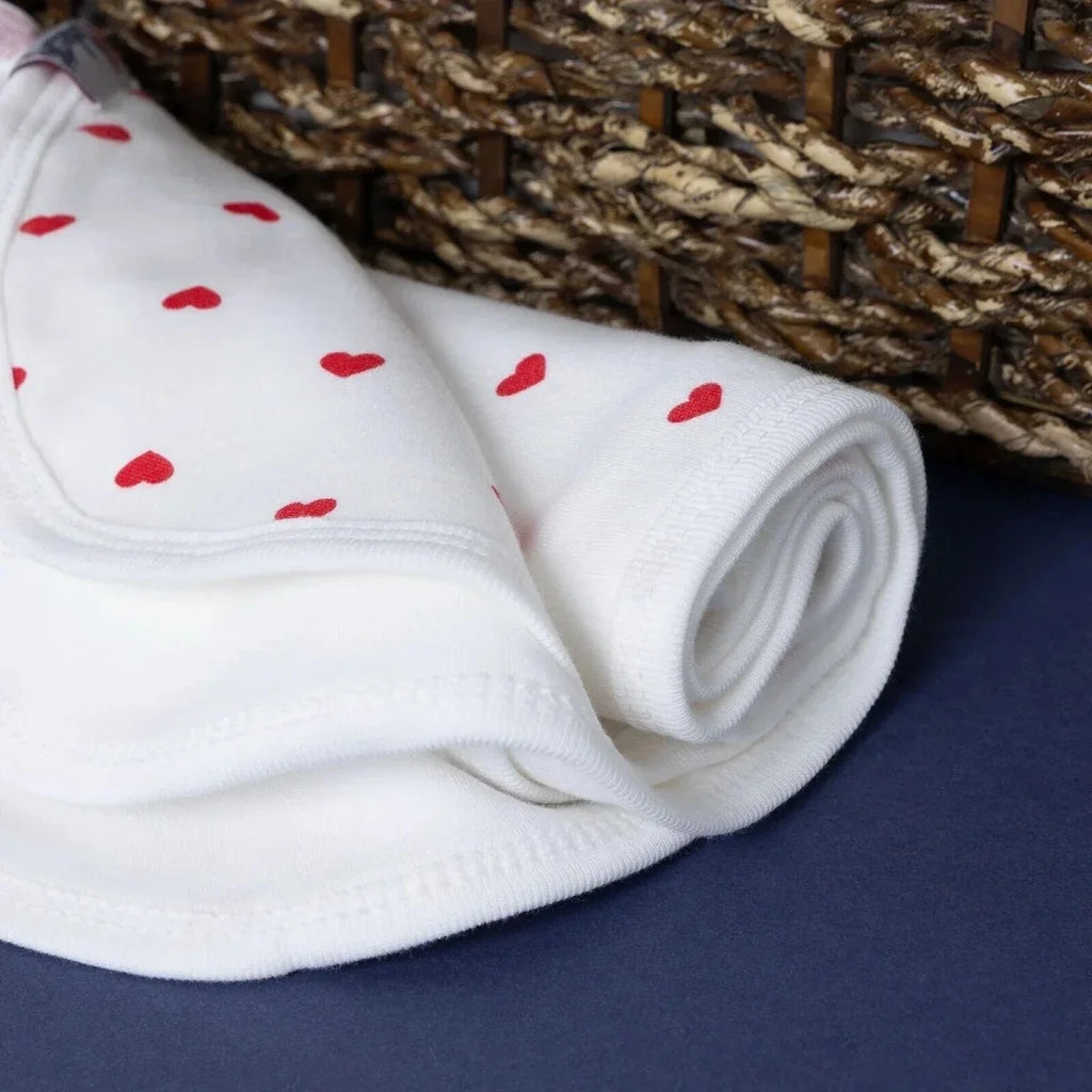 Bebecix Heart Print Jersey Baby Blanket (80 x 90 cm) - Ecru