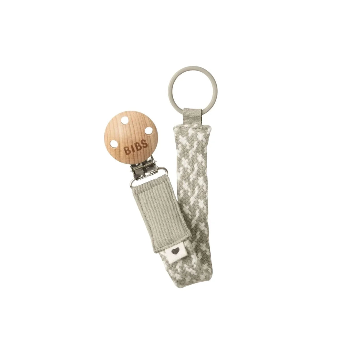 BIBS Pacifier Clip Braided - Sand & Ivory