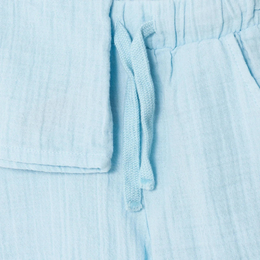 HelloBaby Turn-Up Muslin Baby Shirt & Shorts Set (6-9 Months to 4-5 Years) - Blue