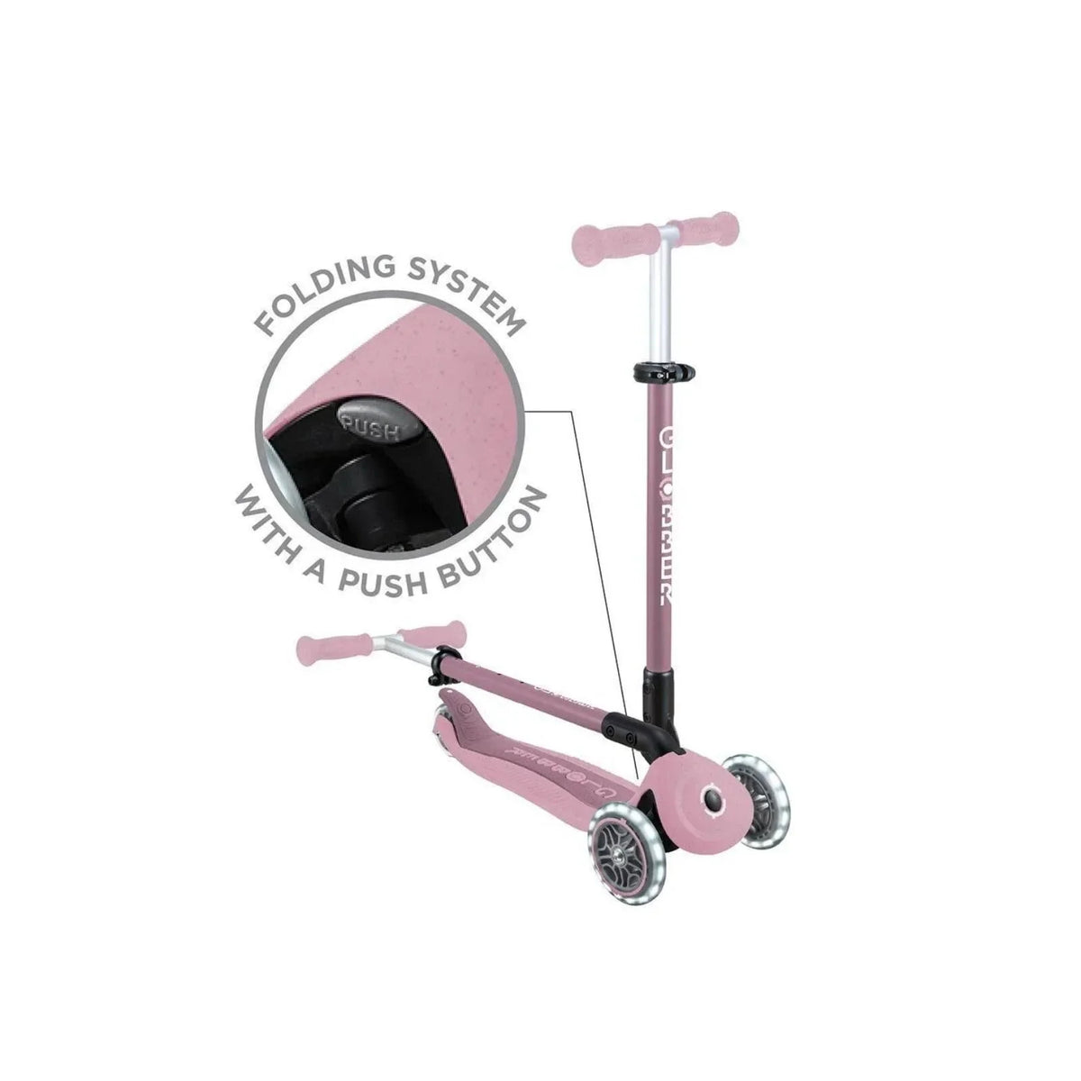 Globber Go Up Active Lights Eco Scooter - Berry