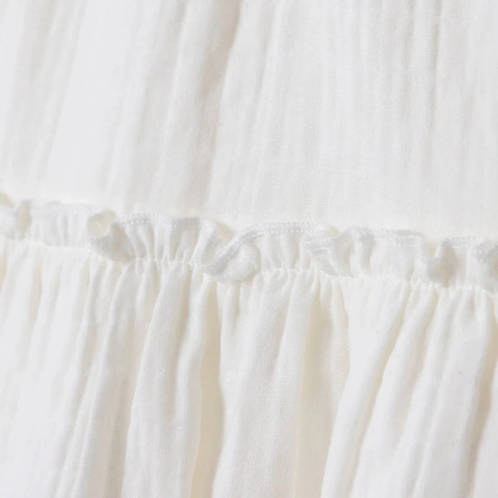 HelloBaby Short Sleeve Muslin Baby Dress (6-9 Months to 4-5 Years) - Ecru