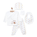Aziz Bebe 5 Piece "Love Kindness Cuddles and Family" Slogan Baby Hospital Bag Set with Footed Legs (Newborn)