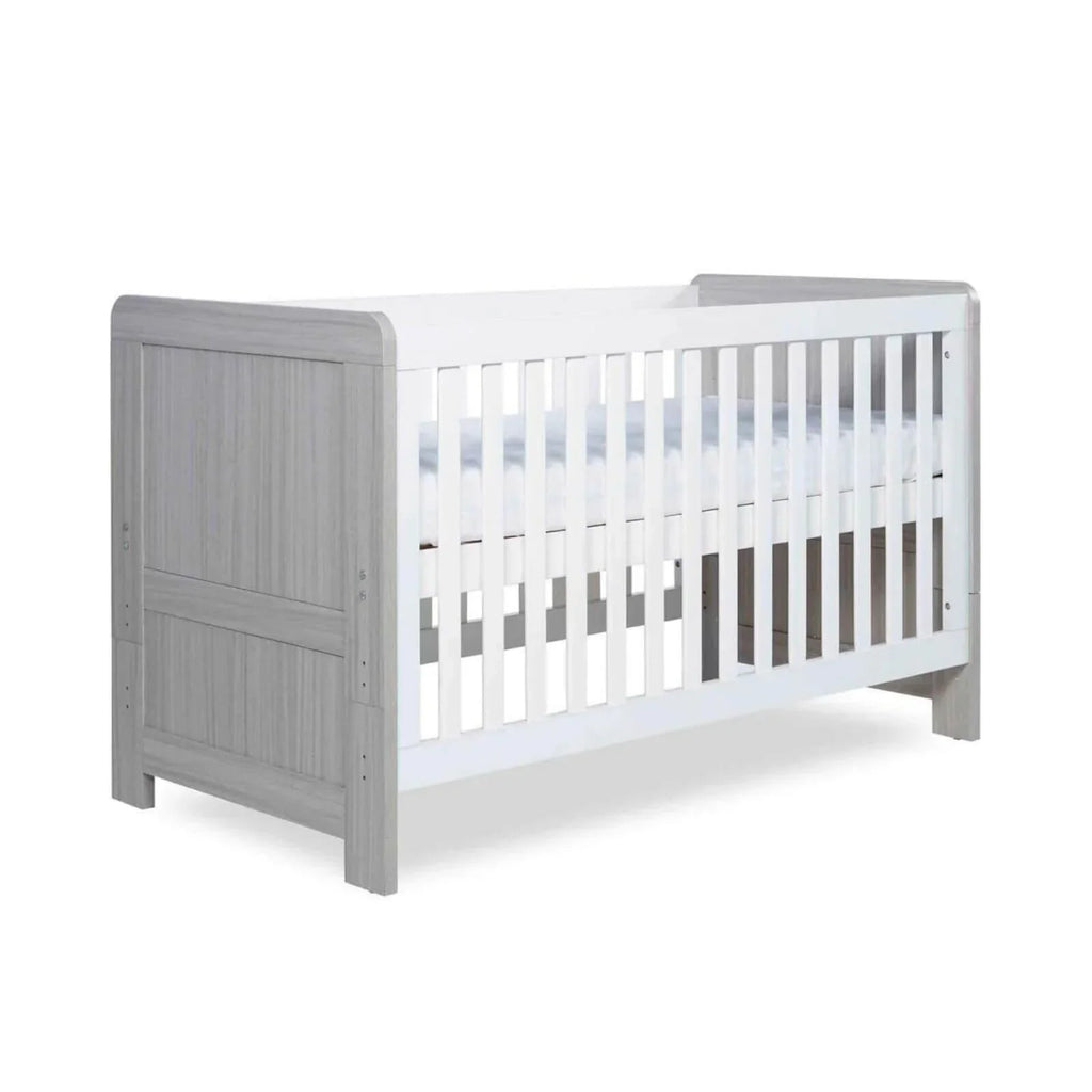 Ickle Bubba Pembrey Cot Bed Ash Grey - Fibre Mattress