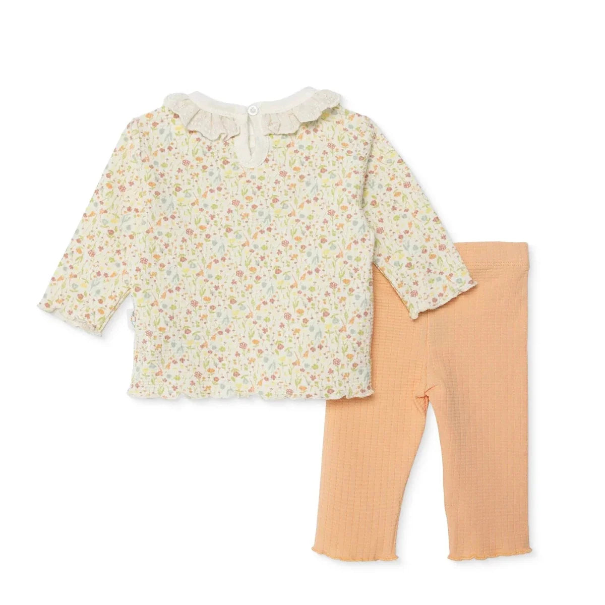 Bebetto Frill Neck Baby Sweatshirt & Leggings Set (1-3 Months to 12 Months) - Salmon