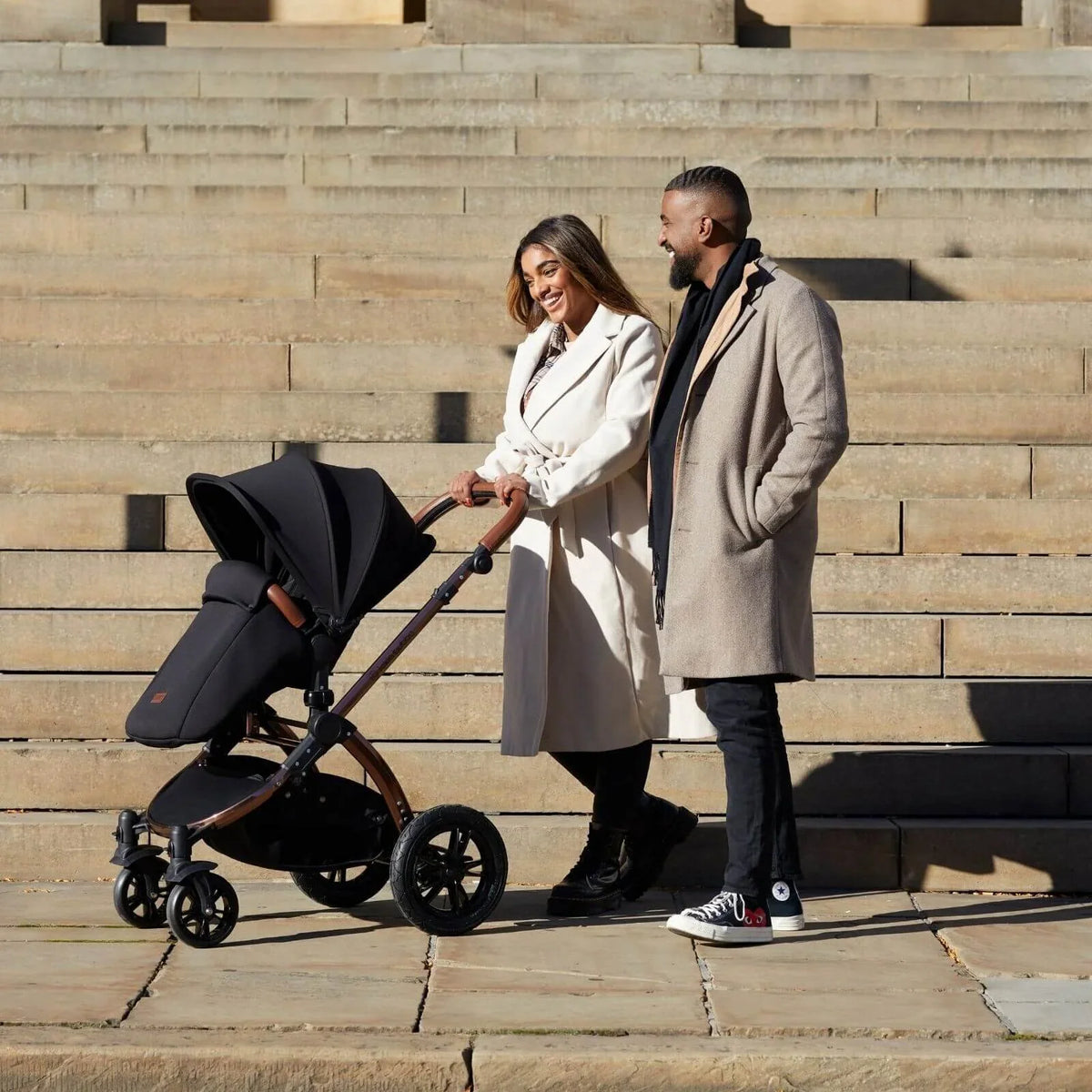 Ickle Bubba Stomp Luxe 2 in 1 Pushchair & Carrycot - Black/Midnight/Tan